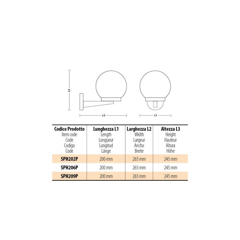 Applique con sfera per esterno bianco