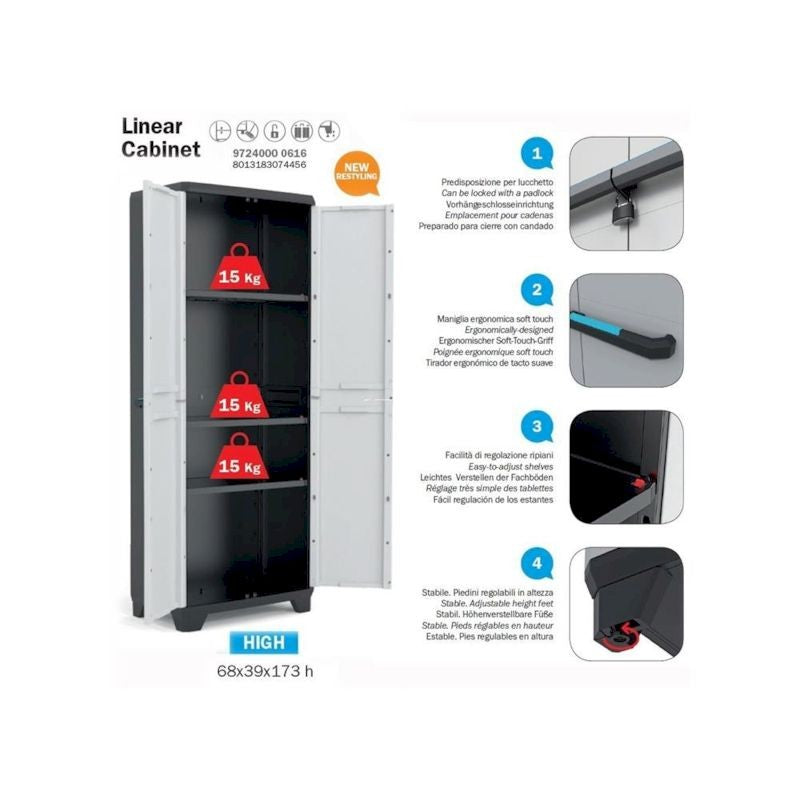 Armadio linear alto con ripiani | Keter