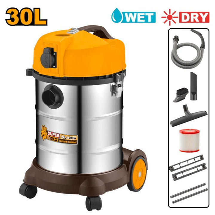 Aspirapolvere-liquidi Inox 1400w 30lt