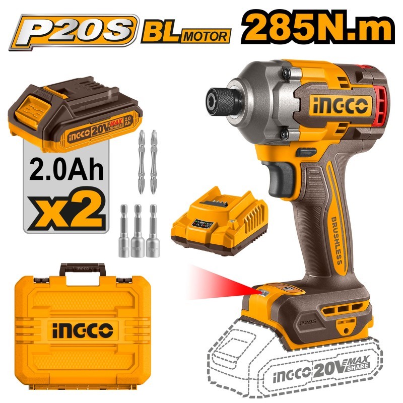 Avvitatore Ad Impulsi 285n.m Bushless C/2 Batterie 2a
