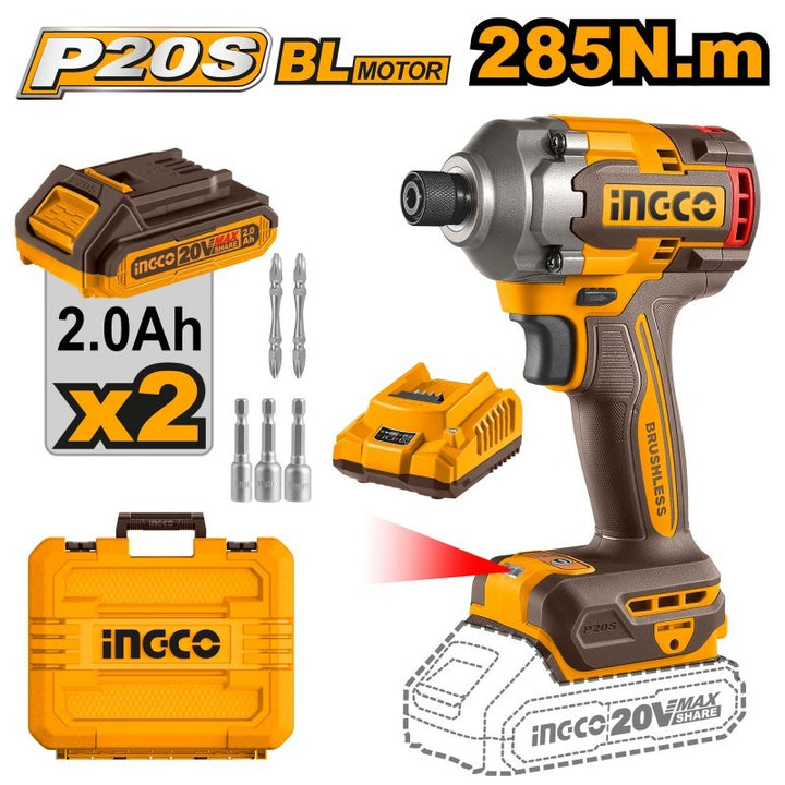 Avvitatore Ad Impulsi 285n.m Bushless C/2 Batterie 2a