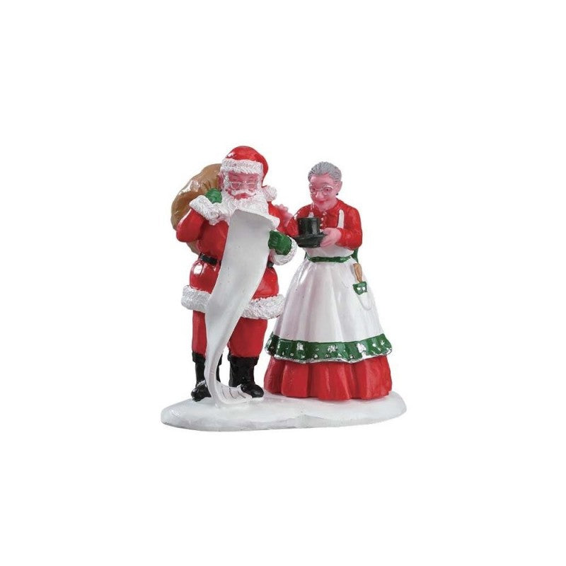 Babbo e mamma natale con tazza di cioccolata - Lemax
