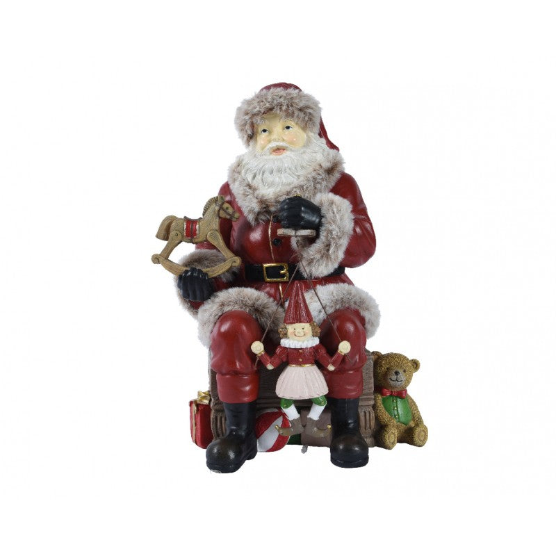Babbo Natale seduto con burattini Kaemingk