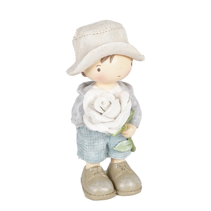 Decorazione Bambino con Rosa H17 cm
