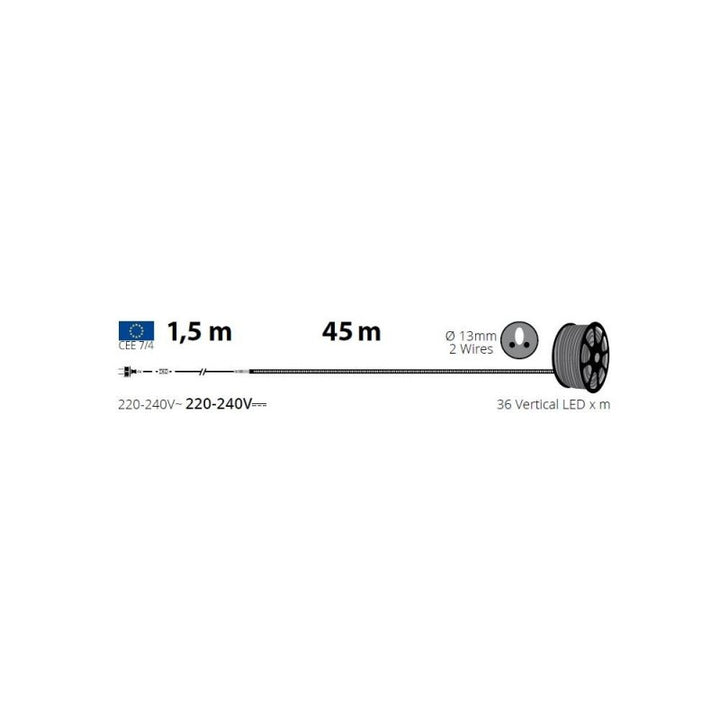 Tubo luminoso 1620 LED a luce fissa 45 m Lotti