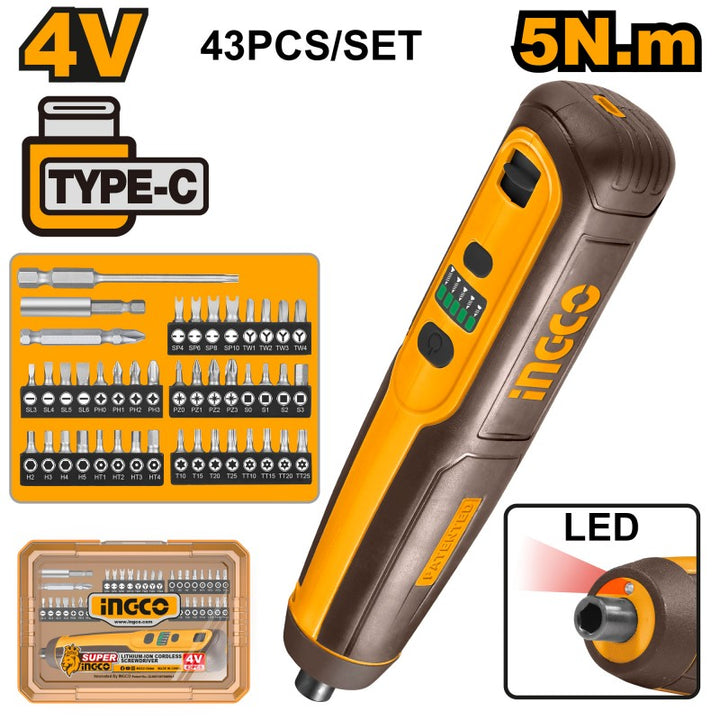 Cacciavite cordless 4v con 43 Pz Bit