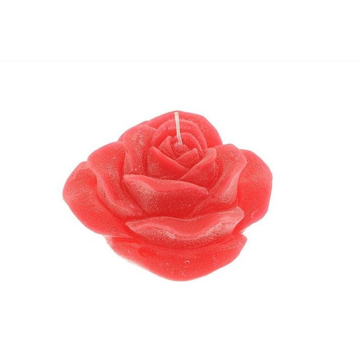 Candela rossa profumata con rosa  Diam. cm 15