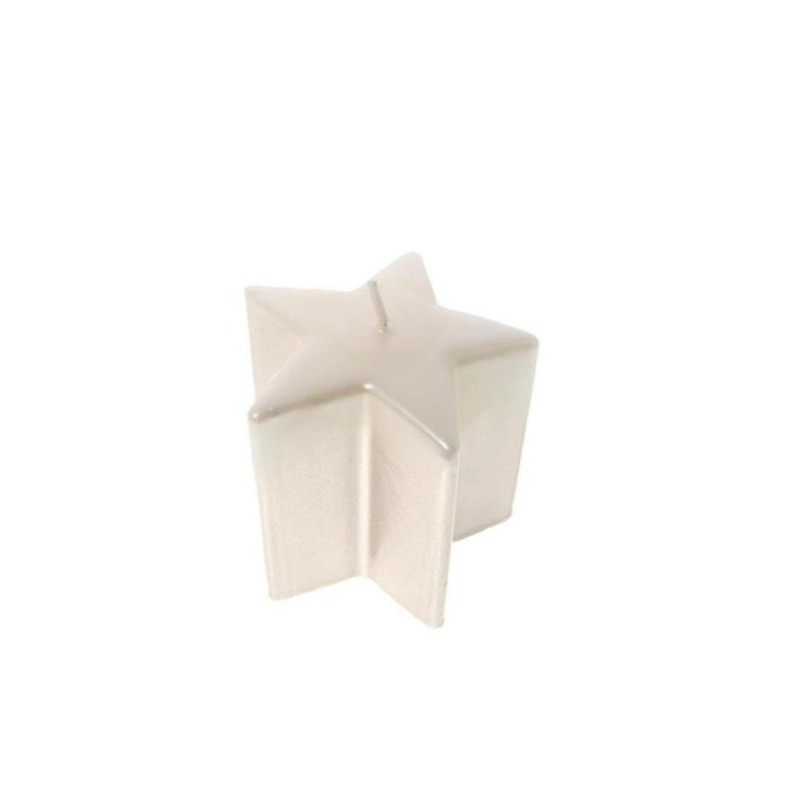 Candela stella "lucid" in cera cm 9xh. 8,5 (gr 250) colore perlato
