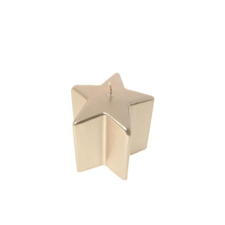 Candela stella "metallic" in cera cm 9xh. 8,5 (gr 250) colore champagne
