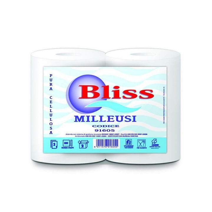 Carta milleusi 2veli 800 strappi 2 rotoli