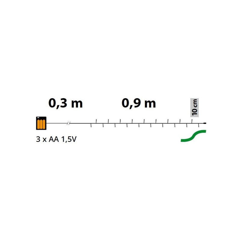 Catena a batteria 10 LED a luce fissa bianco caldo Lotti