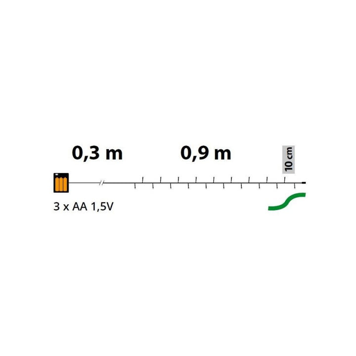 Catena a batteria 10 LED a luce fissa bianco caldo Lotti