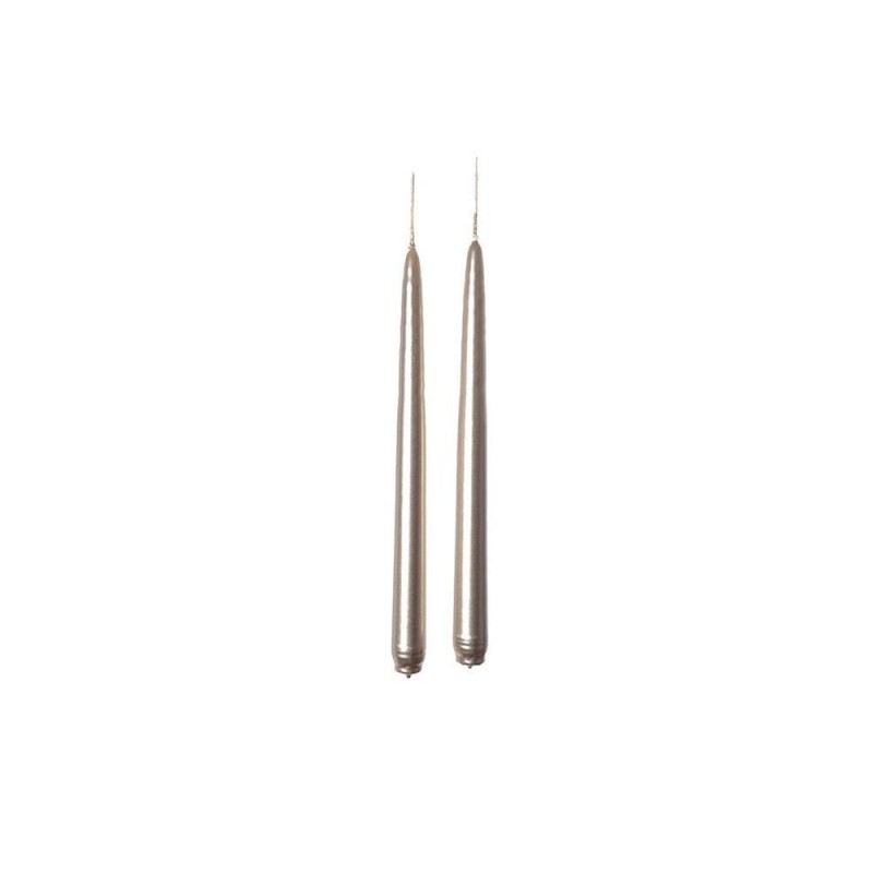 Coppia candele a stelo "metallic" cm 25 colore champagne