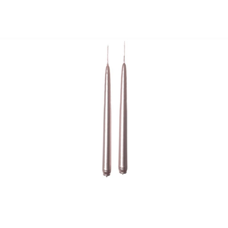 Coppia candele rosa h25cm