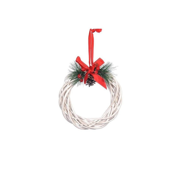 Corona dietroporta natalizia in vimini cm25 bianco