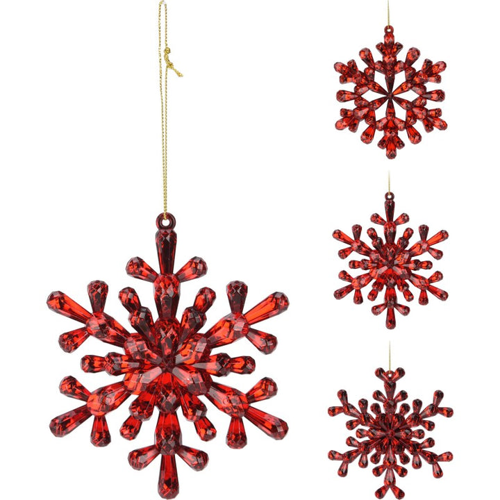 Pendente Fiocco di neve rosso 12cm