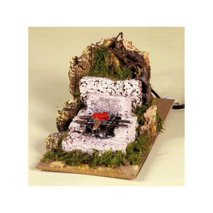 Forno con lampada effetto fiamma 20x12x10 cm con casa