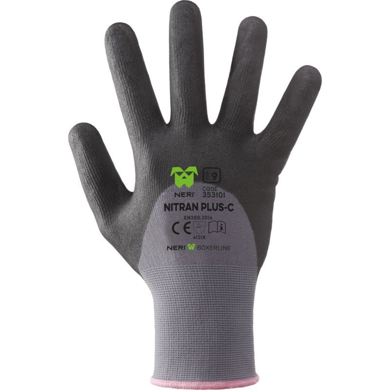 Guanto a filo continuo calibro 15 in nylon-elastan / nitrile schiumato nitran plus-c