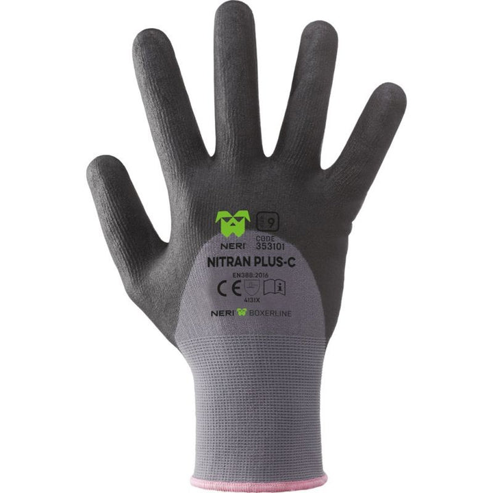 Guanto a filo continuo calibro 15 in nylon-elastan / nitrile schiumato nitran plus-c