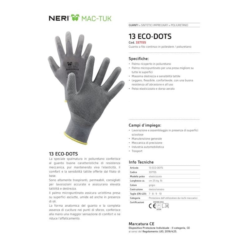 Guanti a filo continuo in 100% poliestere / poliuretano Eco-Dots