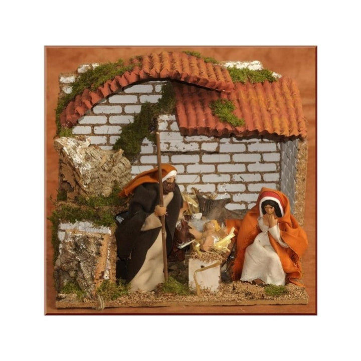 Natività con doppio movimento + luce 23x18cm