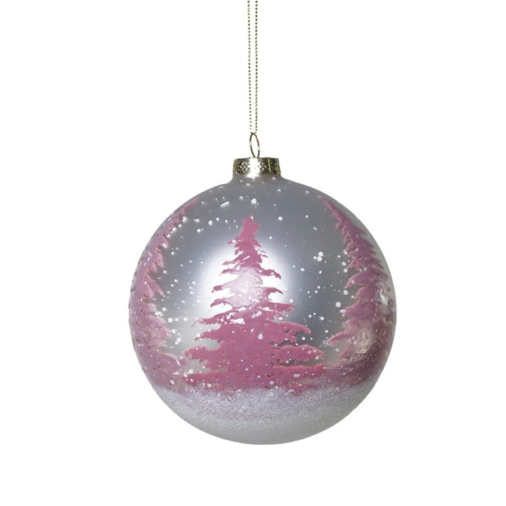 Palla Argento Decoro Albero Rosa