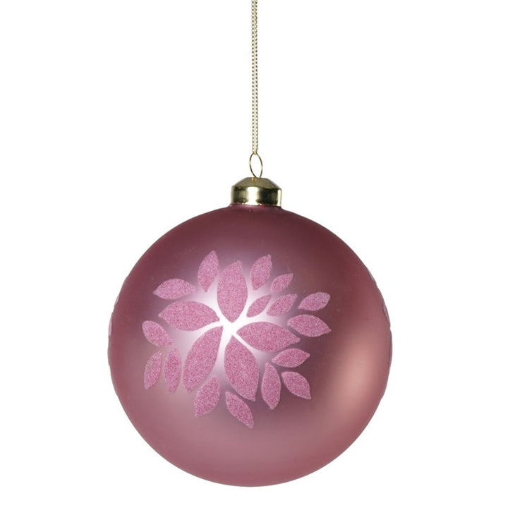 Decoro per Albero Rosa con fiore Floccato D.10cm