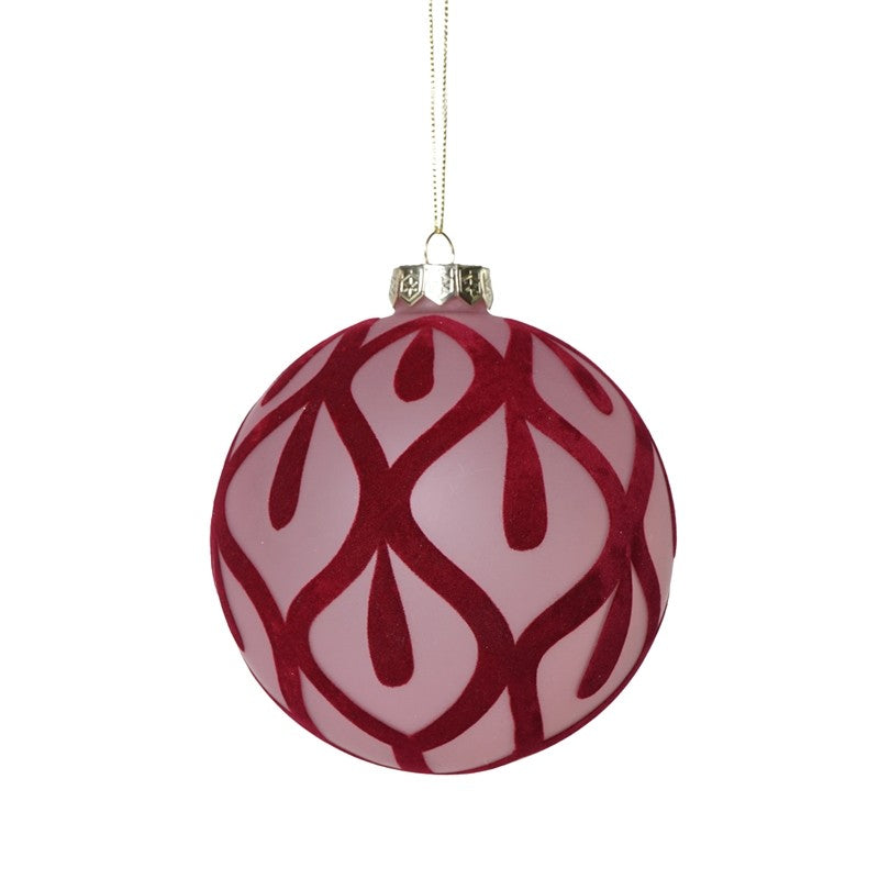 Palla Rossa con Decoro Floccato D.10cm