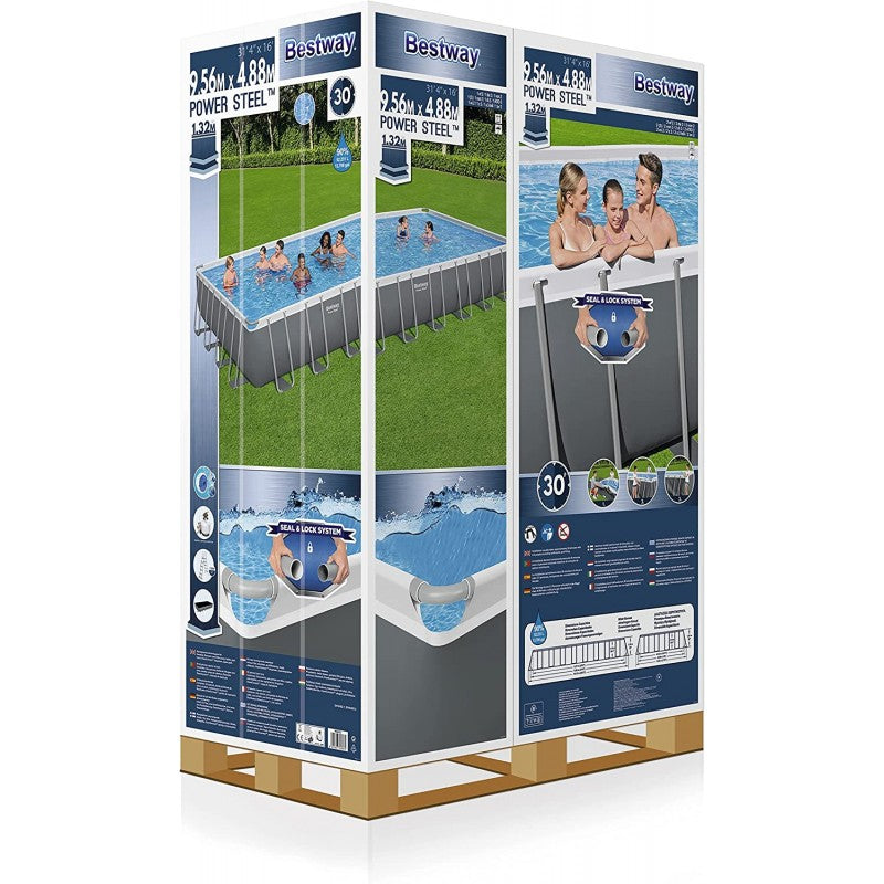 Piscina rettangolare 956 x 488 x 132 cm con filtro a sabbia