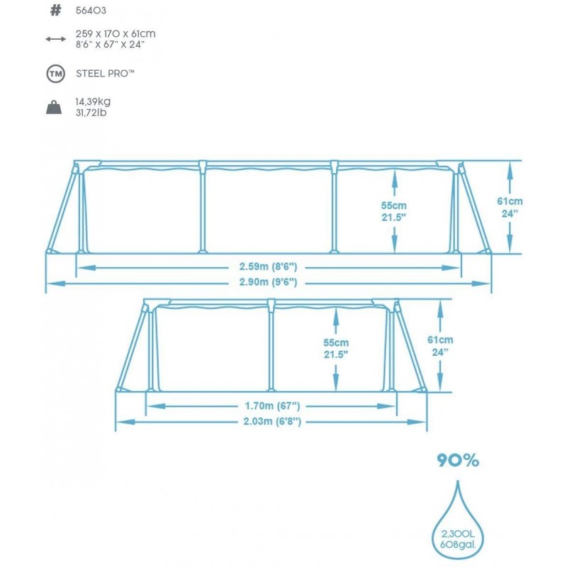 Piscina Bestway 56403 Steel Pro Frame 259x170x61cm