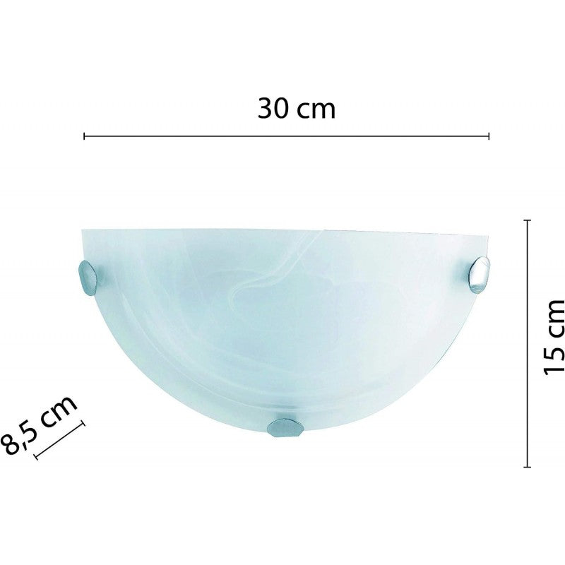 Plafoniera Semi Circolare E27 D.30cm B.co