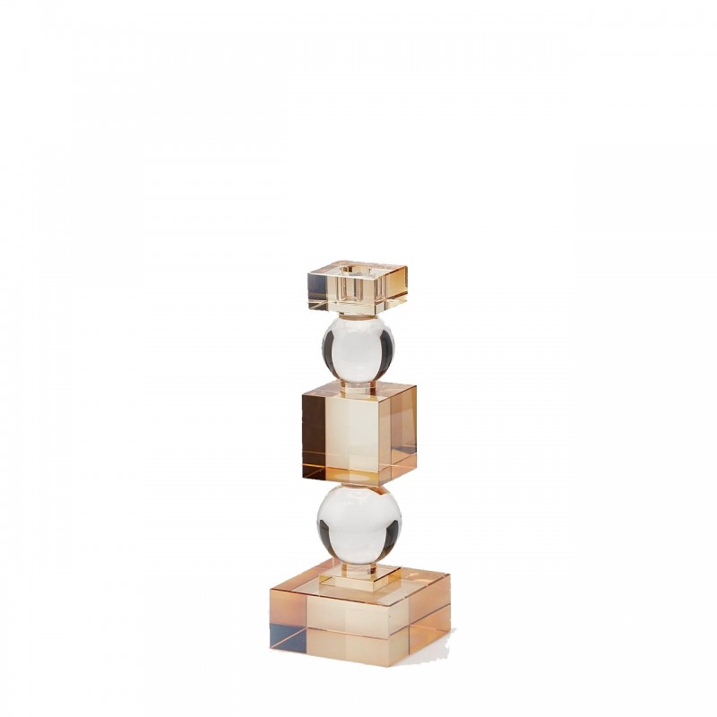 Portacandele Crystal Euclide H31 Cm Ambra