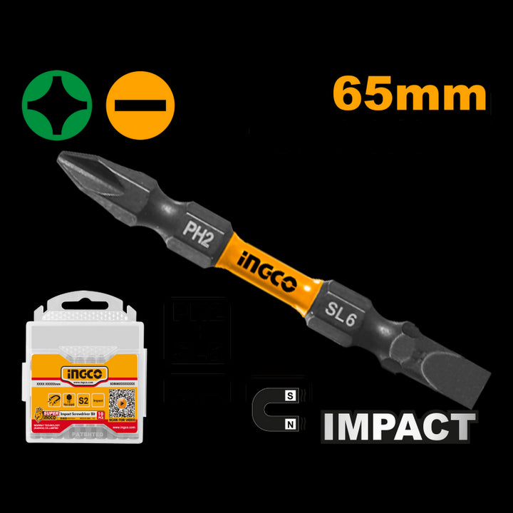Set 10pz Cacciaviti Bit Ph2+sl6 65mm