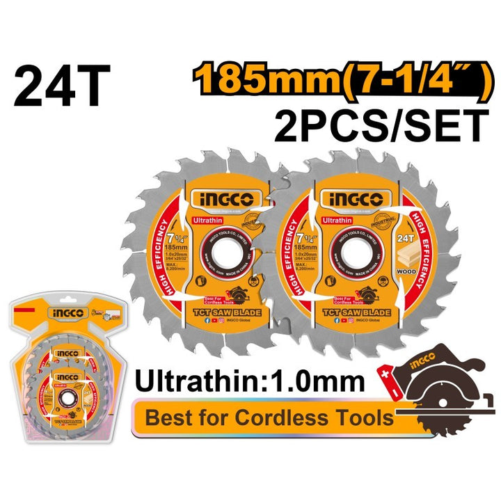 Set 2 Lame Tct Ultrasottili 185mm