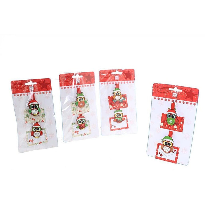 Set 2 mollette "gufo" in legno con busta