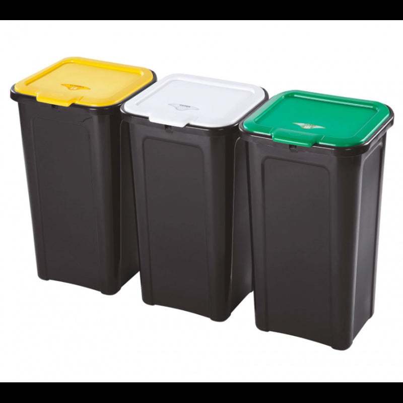Set 3 Pattumiere per raccolta differenziata 44lt