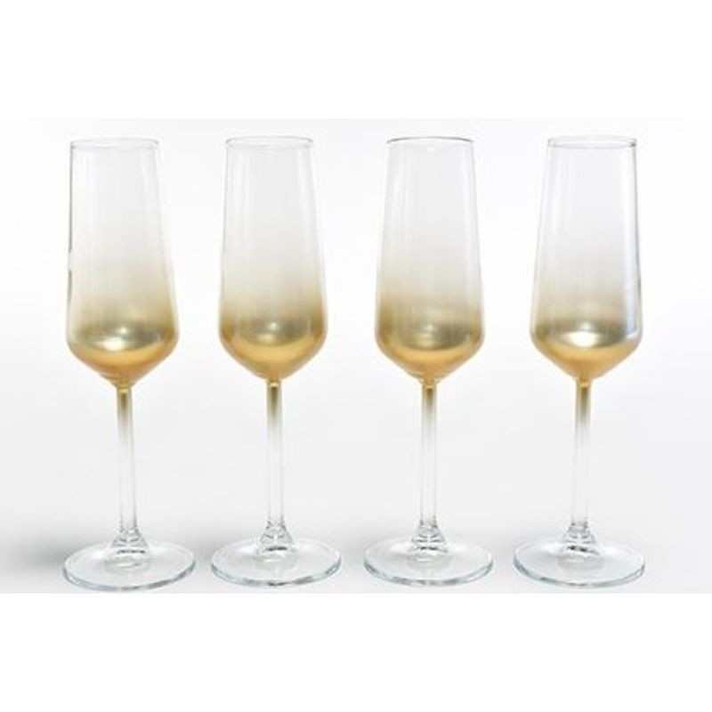 Set 4 Calici Vetro Flute Aurum Oro