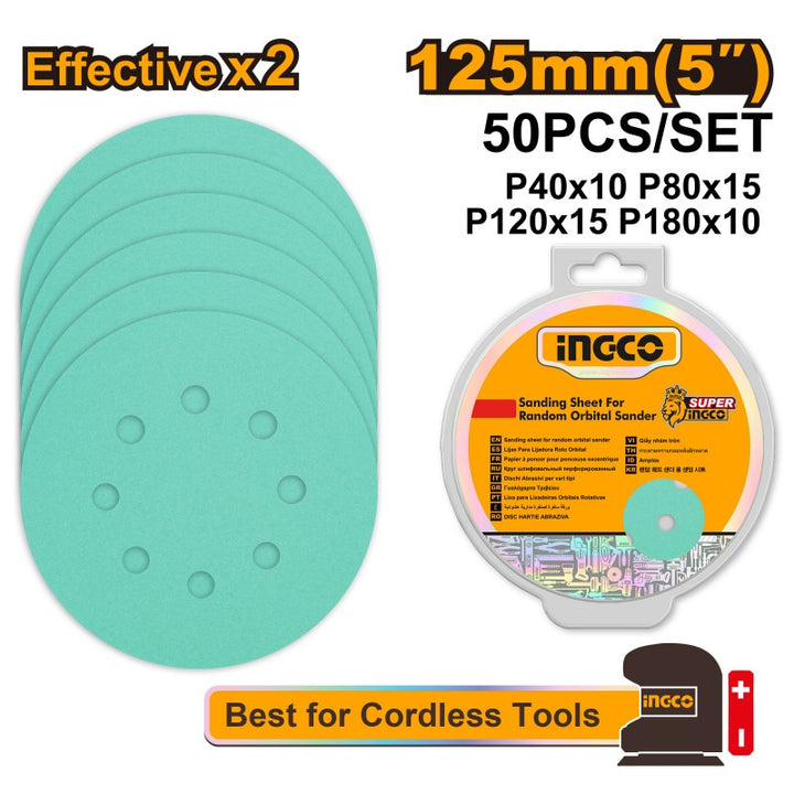 Set 50pz Carta Abrasiva Per Levigatrice Orbitale P40-p180