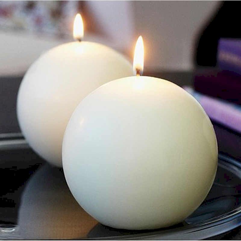 Set 6 candele bianche sfera lucide 4,5cm