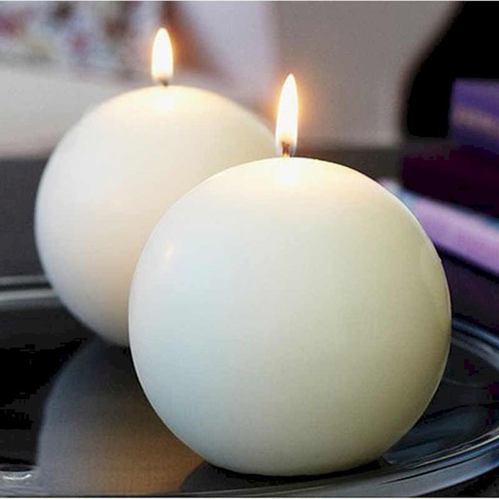 Set 6 candele bianche sfera lucide 4,5cm