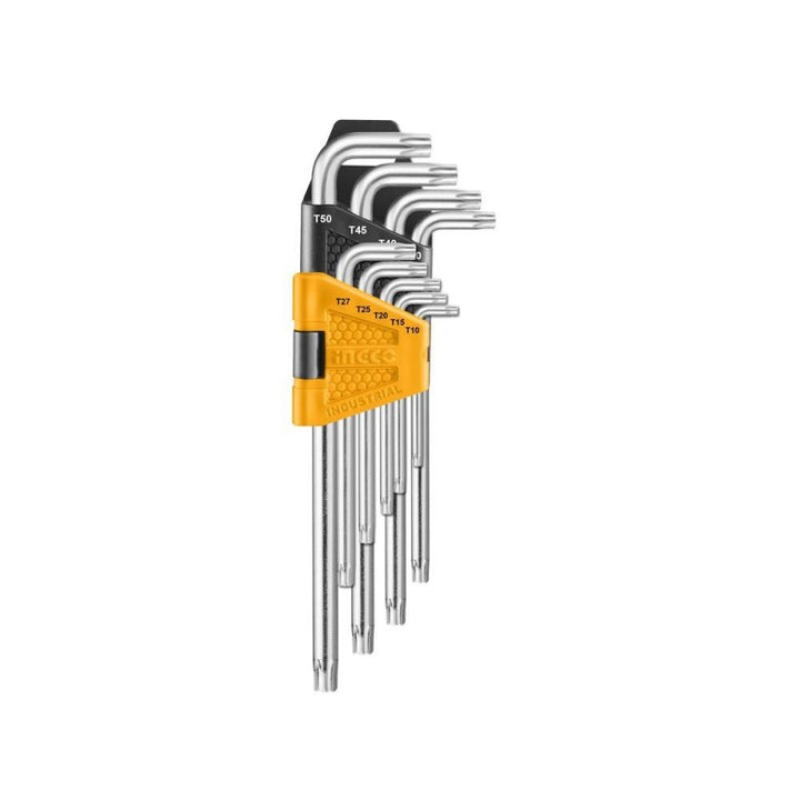 Set 9 chiavi esagonali torx con foro Ingco