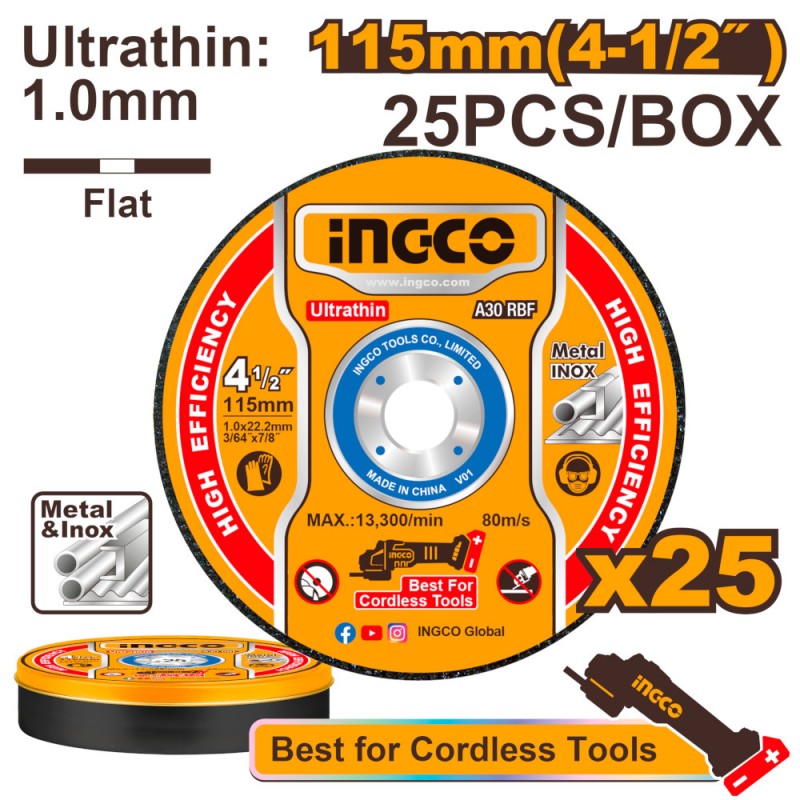 Set 25 Dischi Da Taglio Per Smerigliatrici Metallo e Inox