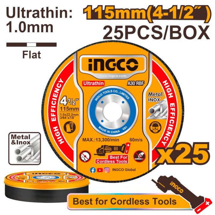 Set 25 Dischi Da Taglio Per Smerigliatrici Metallo e Inox