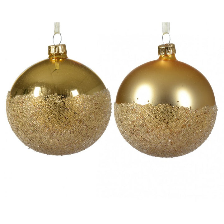 Sfera i n Vetro D8 cm con Glitter Oro