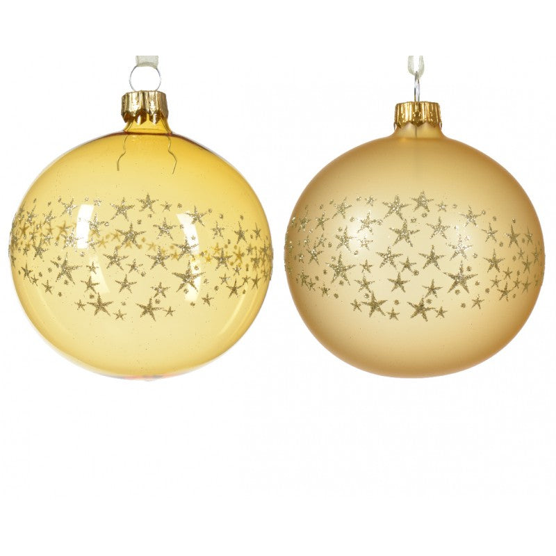 Sfera Vetro con stelline Oro