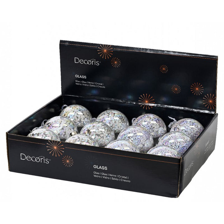 Sfera Vetro Iride con Paillettes D8 cm