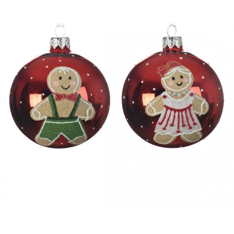 Palla di Natale in vetro Omino Pan di Zenzero Rosso