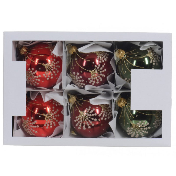 Sfera Vetro Rami Glitter D8 cm Assortito