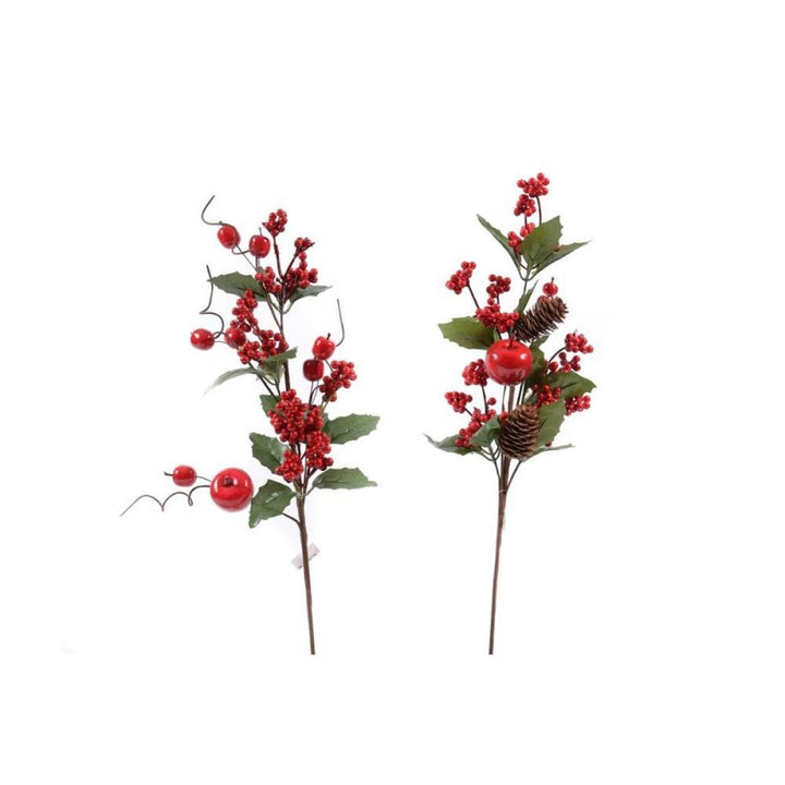 Tralcio natalizio bacche e mele 65cm