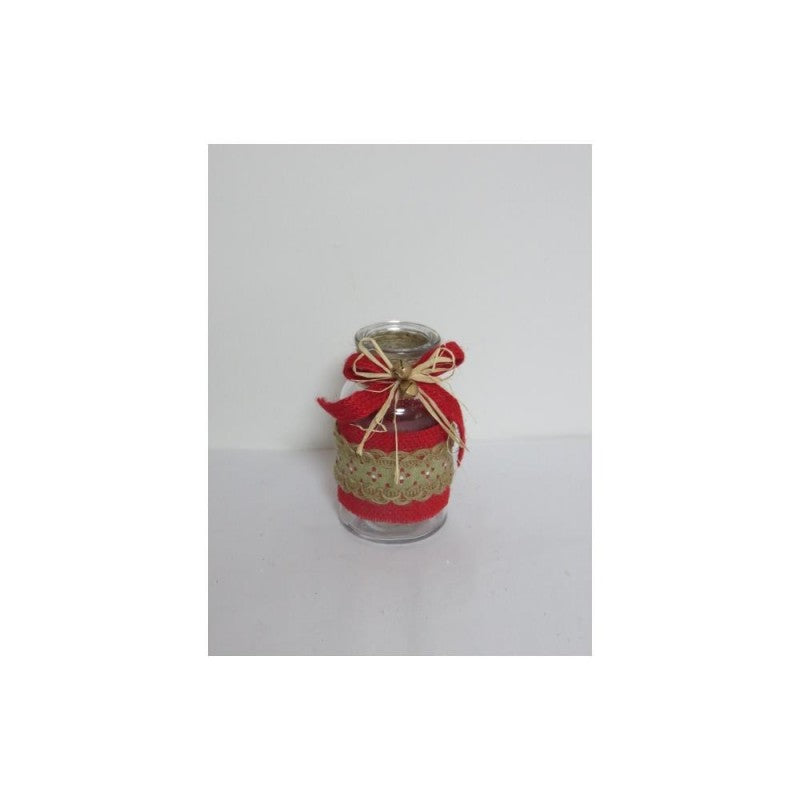 Vasetto decorato rosso 7x7x12,5cm